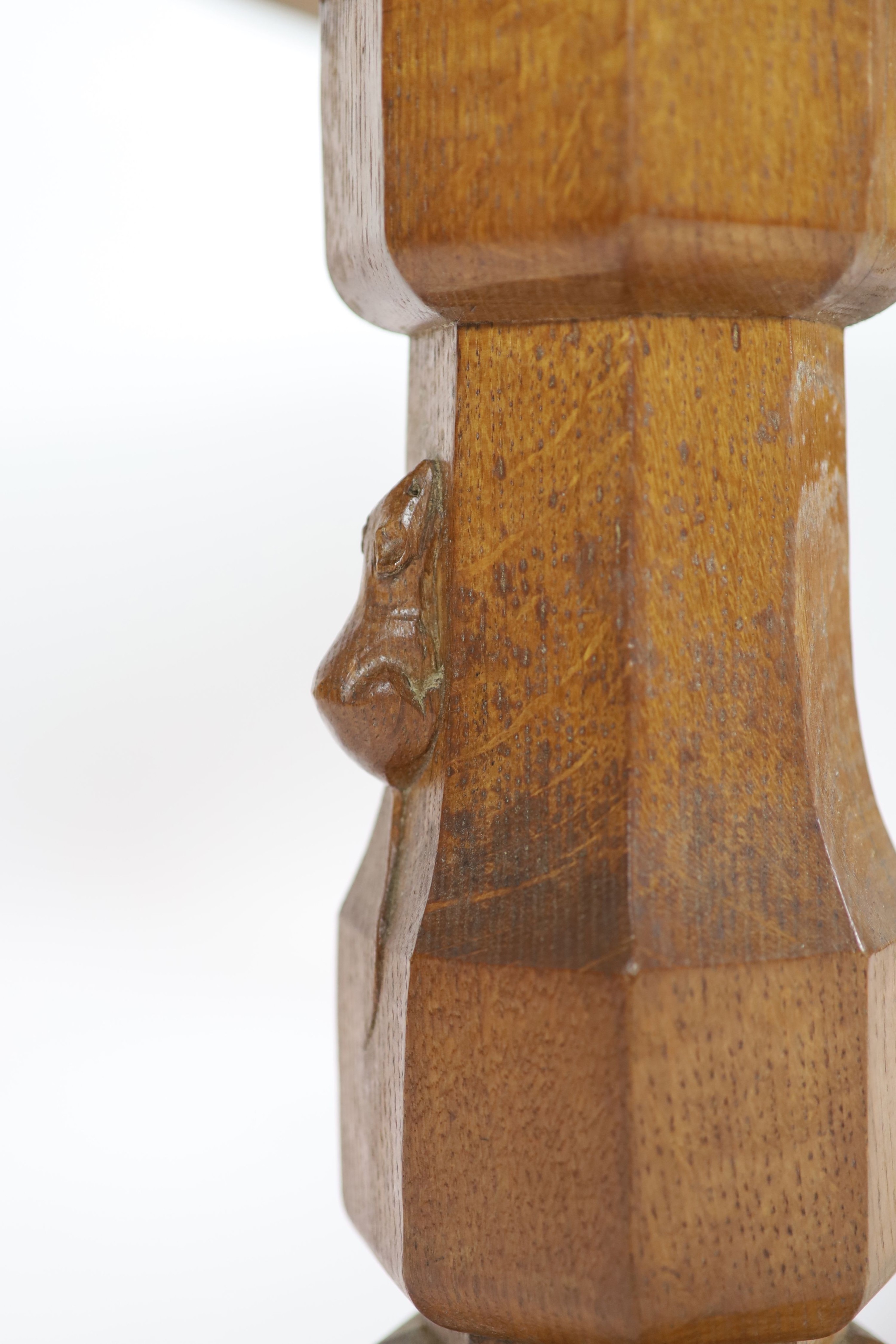 A Robert Thompson Mouseman adzed oak refectory table, W.180cm D.86cm H.74cm